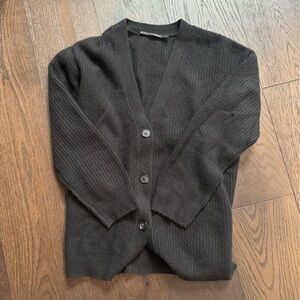 Jenni Kayne Cozy Black Button-Up Cashmere Cocoon Cardigan